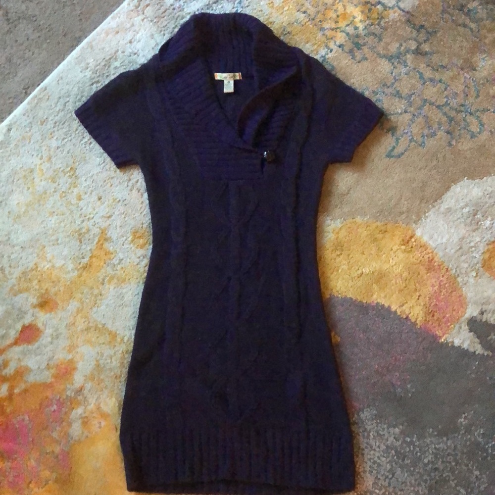 Purple and Grey Knitted Sweater Dress
